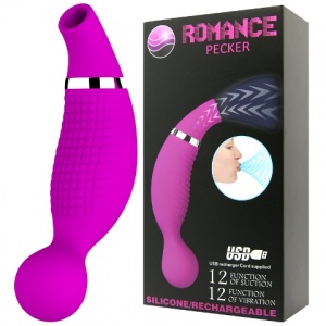Вибромассажер Romance Pecker с вакуумной стимуляцией, силикон, розовый