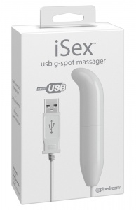 Мини-вибратор для точки G, iSex, USB-разъем, белый