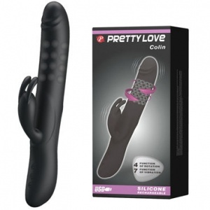 Вибромассажер Pretty Love Colin, с ротацией силикон, черный