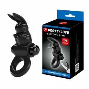 Кольцо эрекционное Pretty Love Exciting Ring, с вибрацией, черное