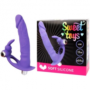 Насадка для двойного проникновения Sweet Toys с вибрацией, фиолетовый