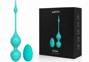 Шарики вагинальные Winyi Elsa с вибрацией и ду, бирюзовый
