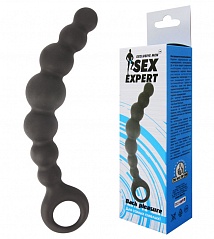 Цепочка анальная Sex Expert 150х31 мм, силикон, черный