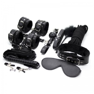 Комплект аксессуаров для БДСМ EroHot Black Firmly, 11 пред., черный